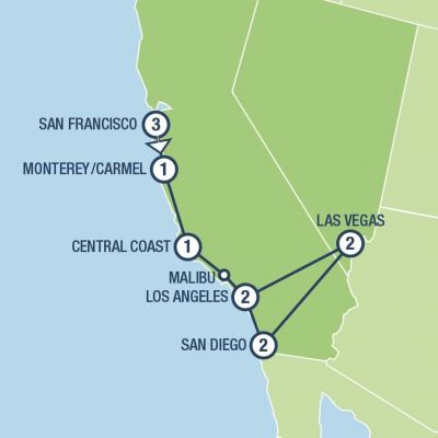 Map showing the Tour regions
